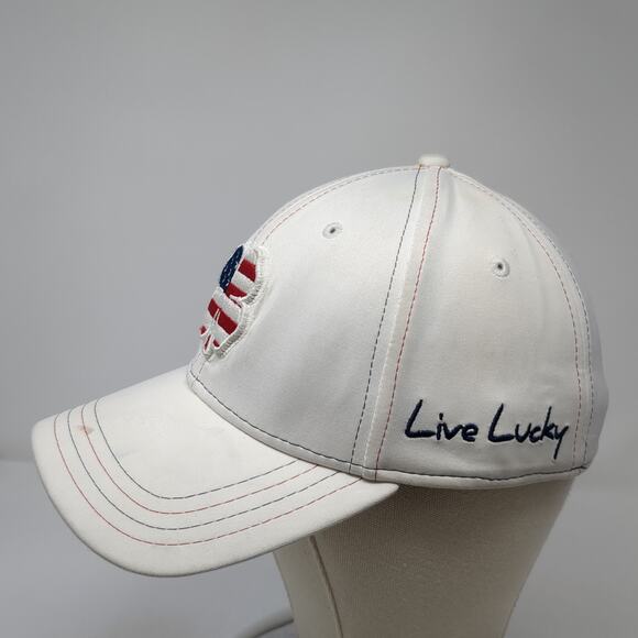 Black Clover USA Flag Fitted Baseball Hat White Medium Live Lucky - Picture 3 of 9